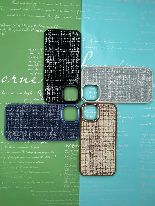 GKS Fabric Hybrid Protective With Metel Camera Ring Back Case For iPhone