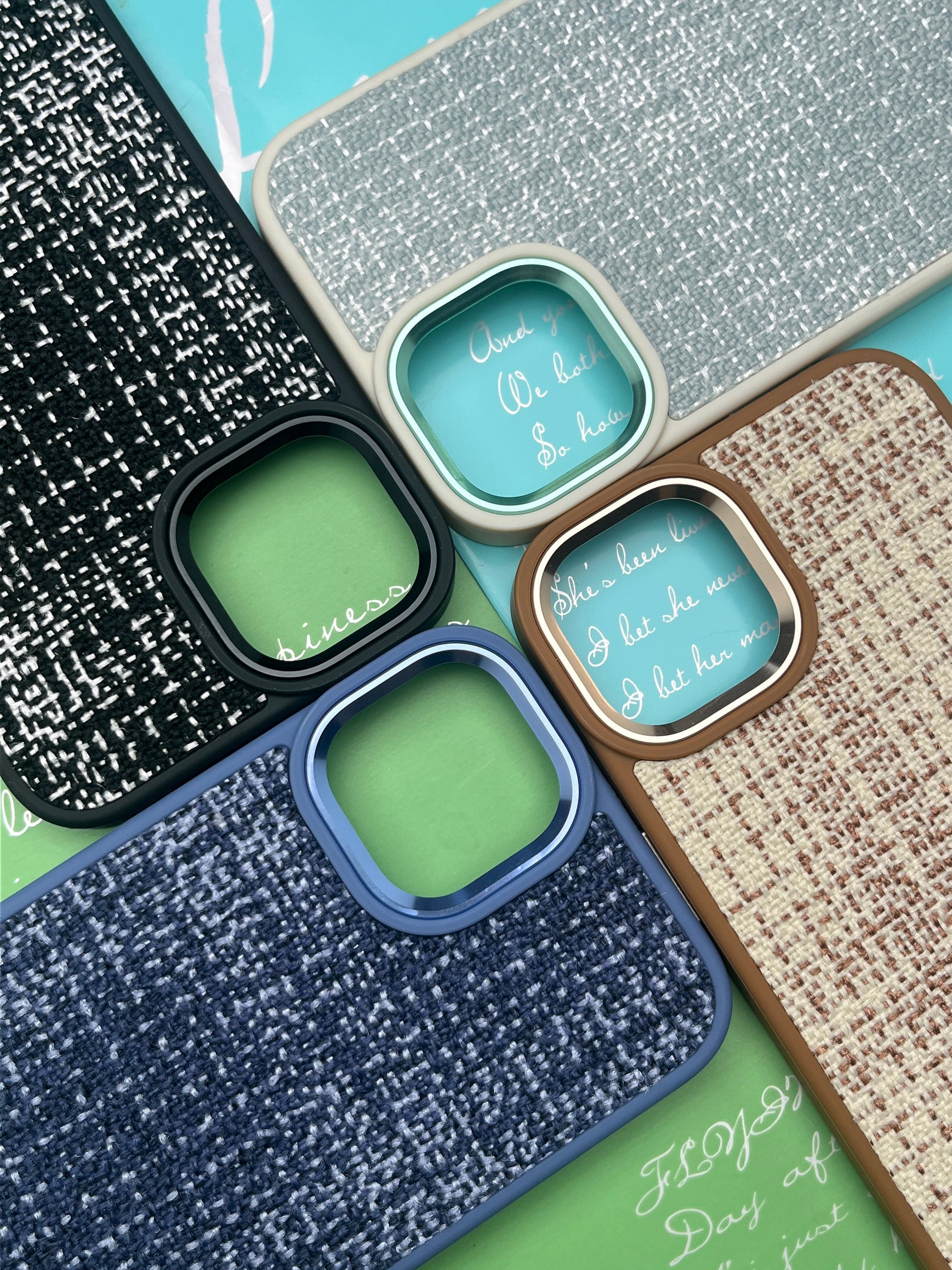 GKS Fabric Hybrid Protective With Metel Camera Ring Back Case For iPhone