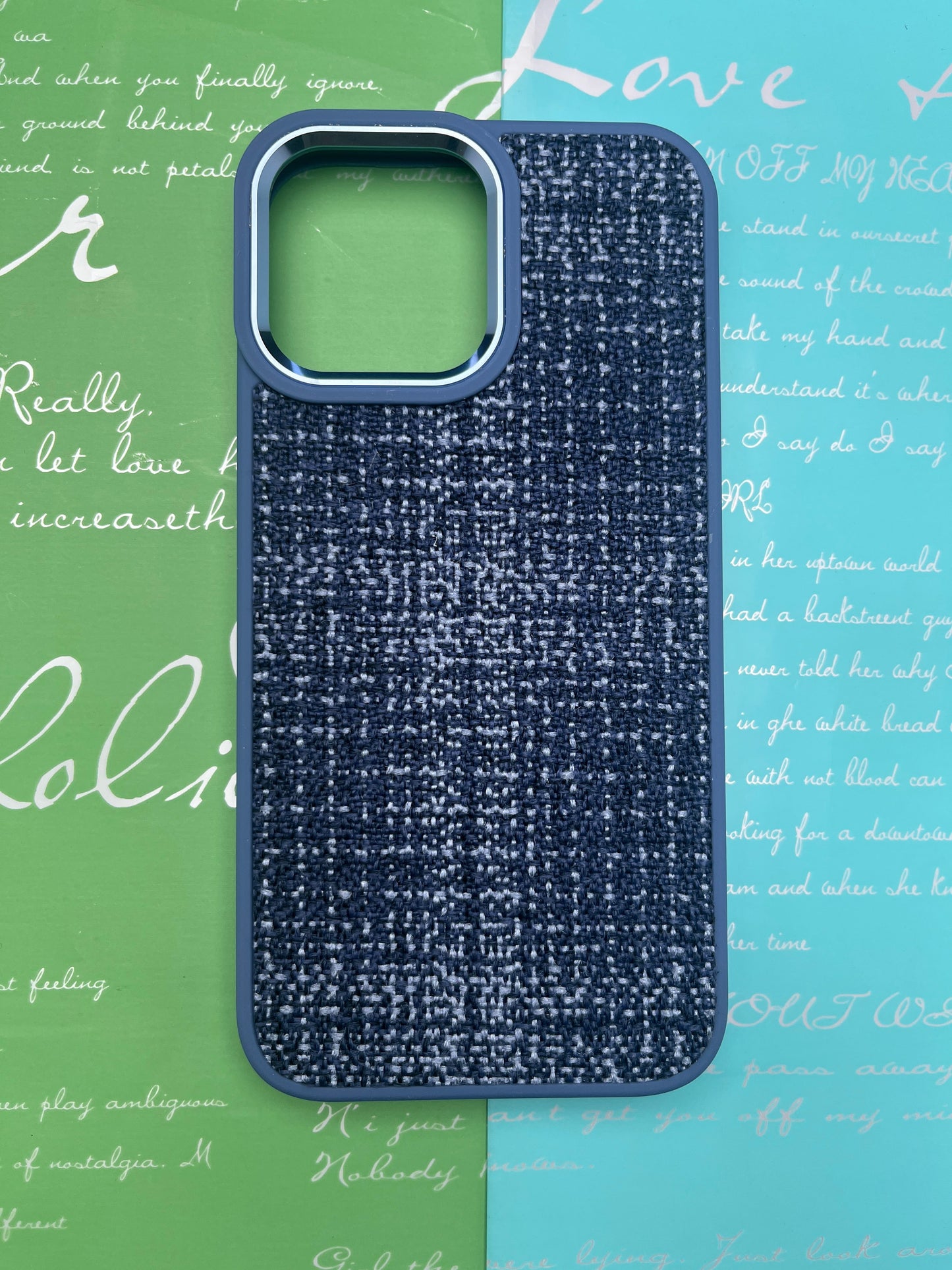 GKS Fabric Hybrid Protective With Metel Camera Ring Back Case For iPhone