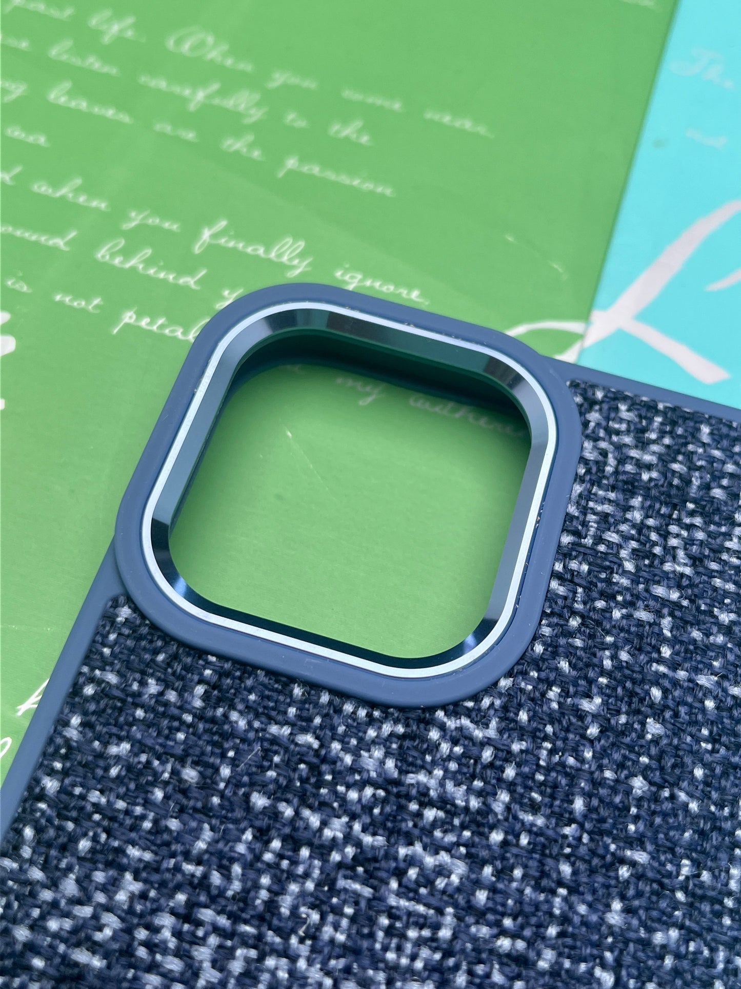 GKS Fabric Hybrid Protective With Metel Camera Ring Back Case For iPhone