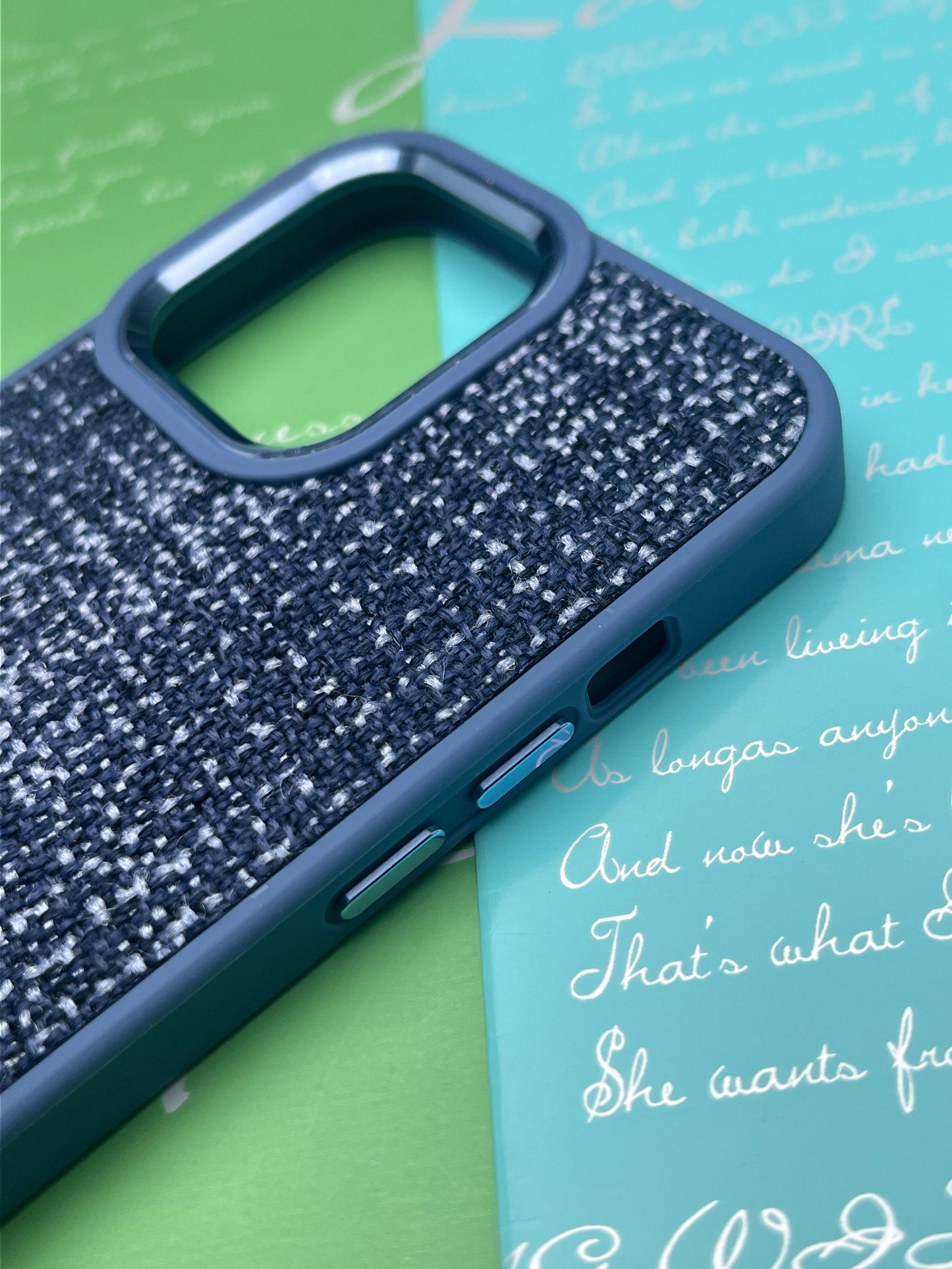 GKS Fabric Hybrid Protective With Metel Camera Ring Back Case For iPhone