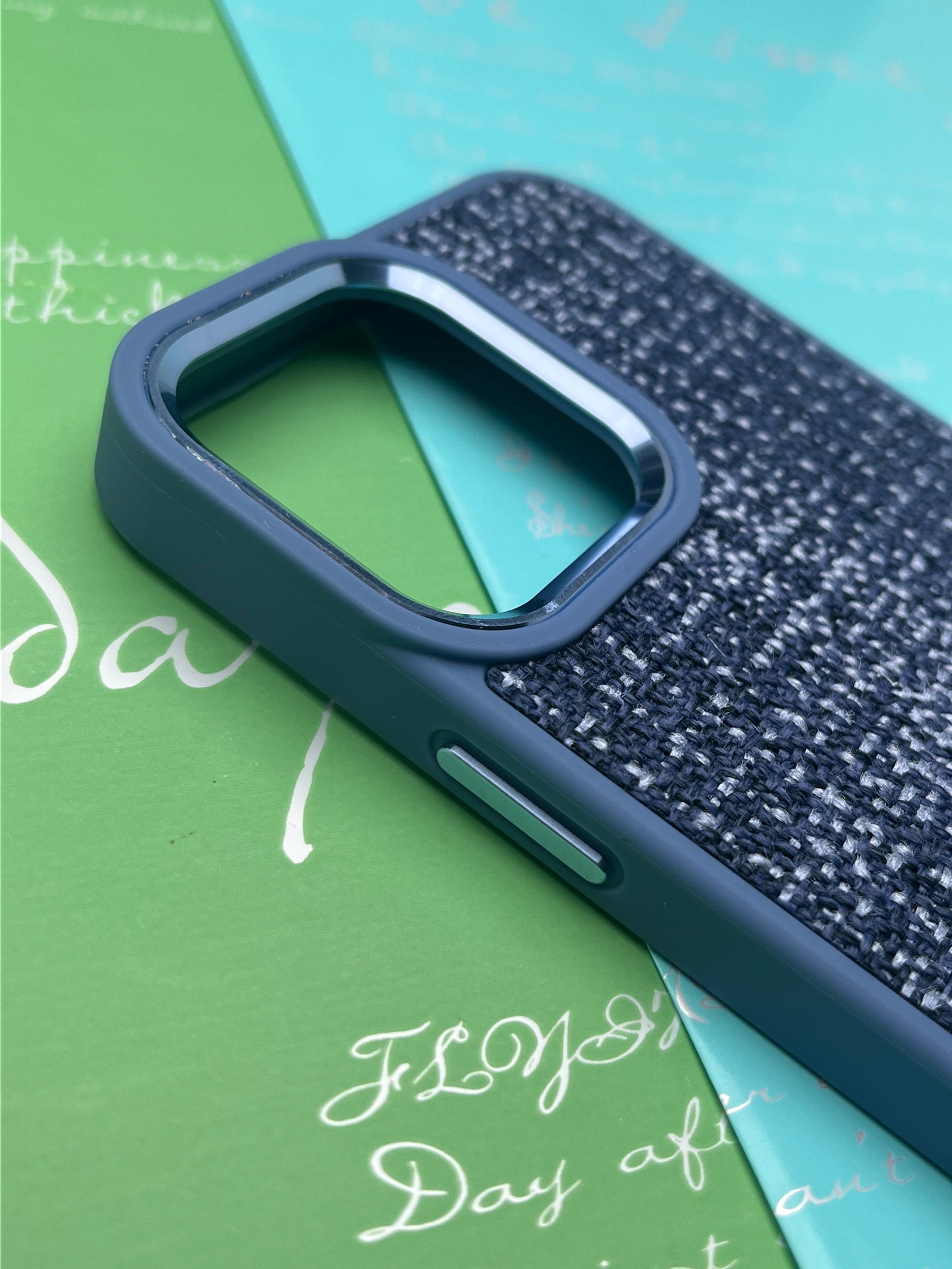 GKS Fabric Hybrid Protective With Metel Camera Ring Back Case For iPhone