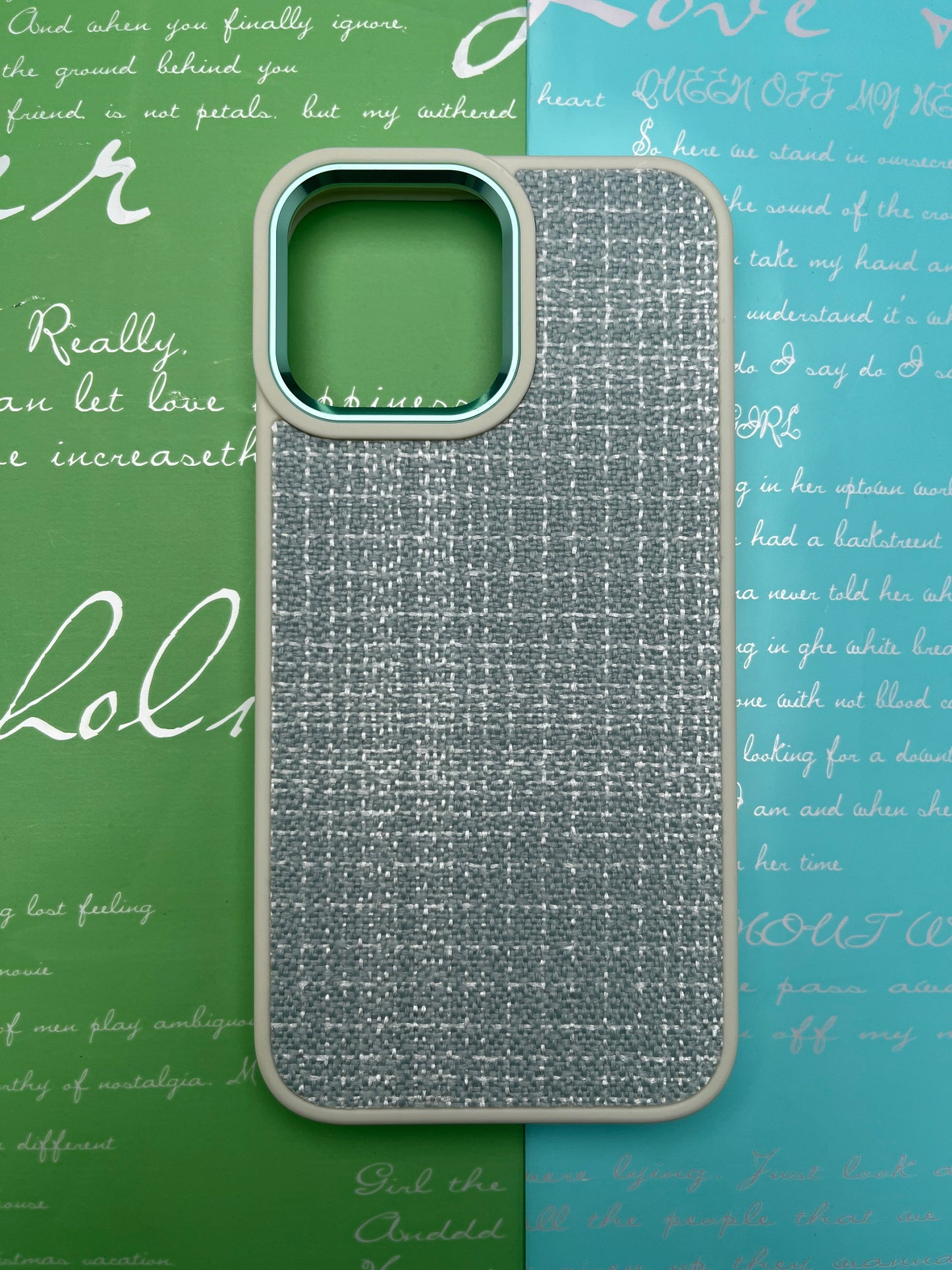 GKS Fabric Hybrid Protective With Metel Camera Ring Back Case For iPhone