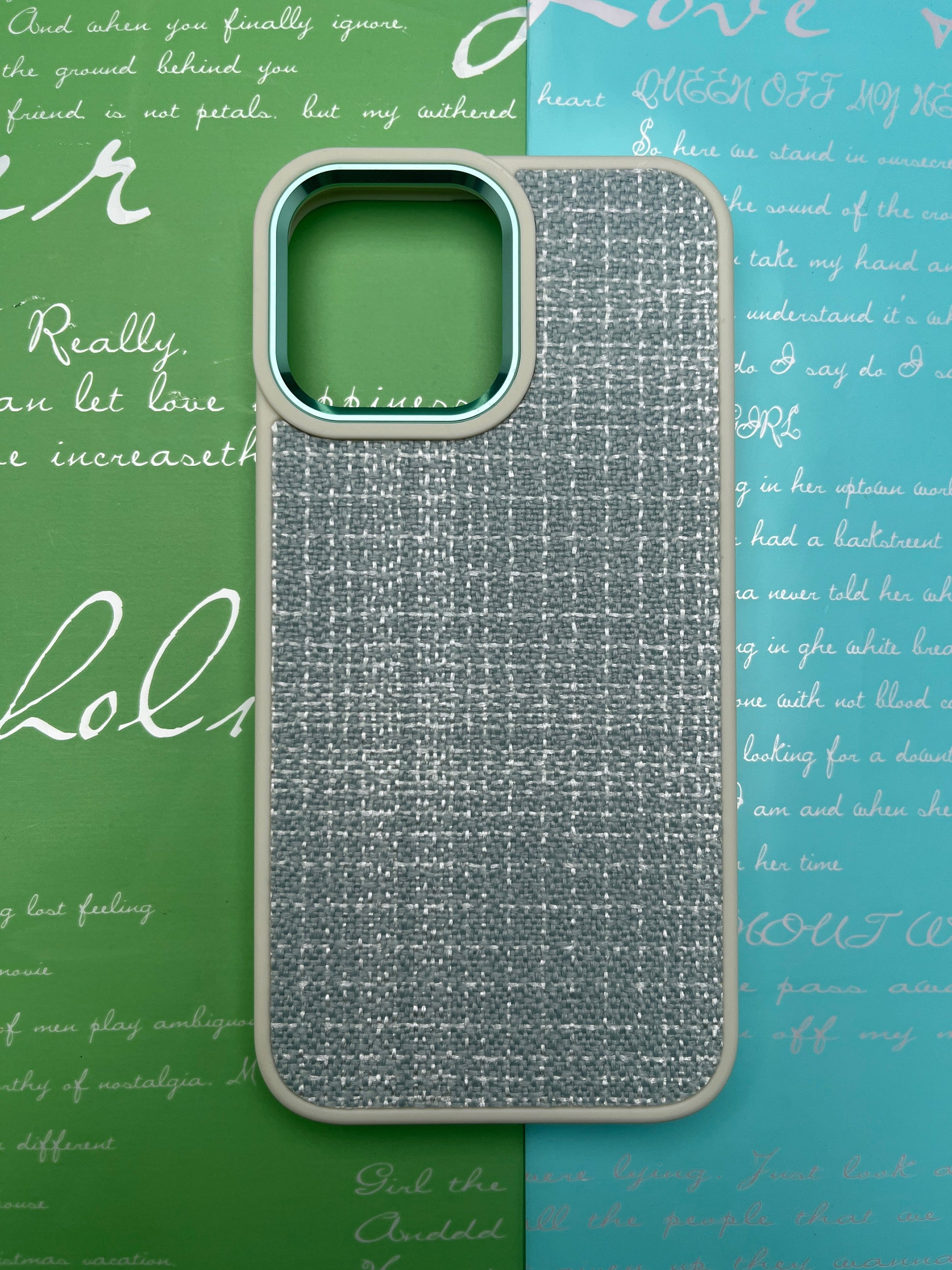 GKS Fabric Hybrid Protective With Metel Camera Ring Back Case For iPhone