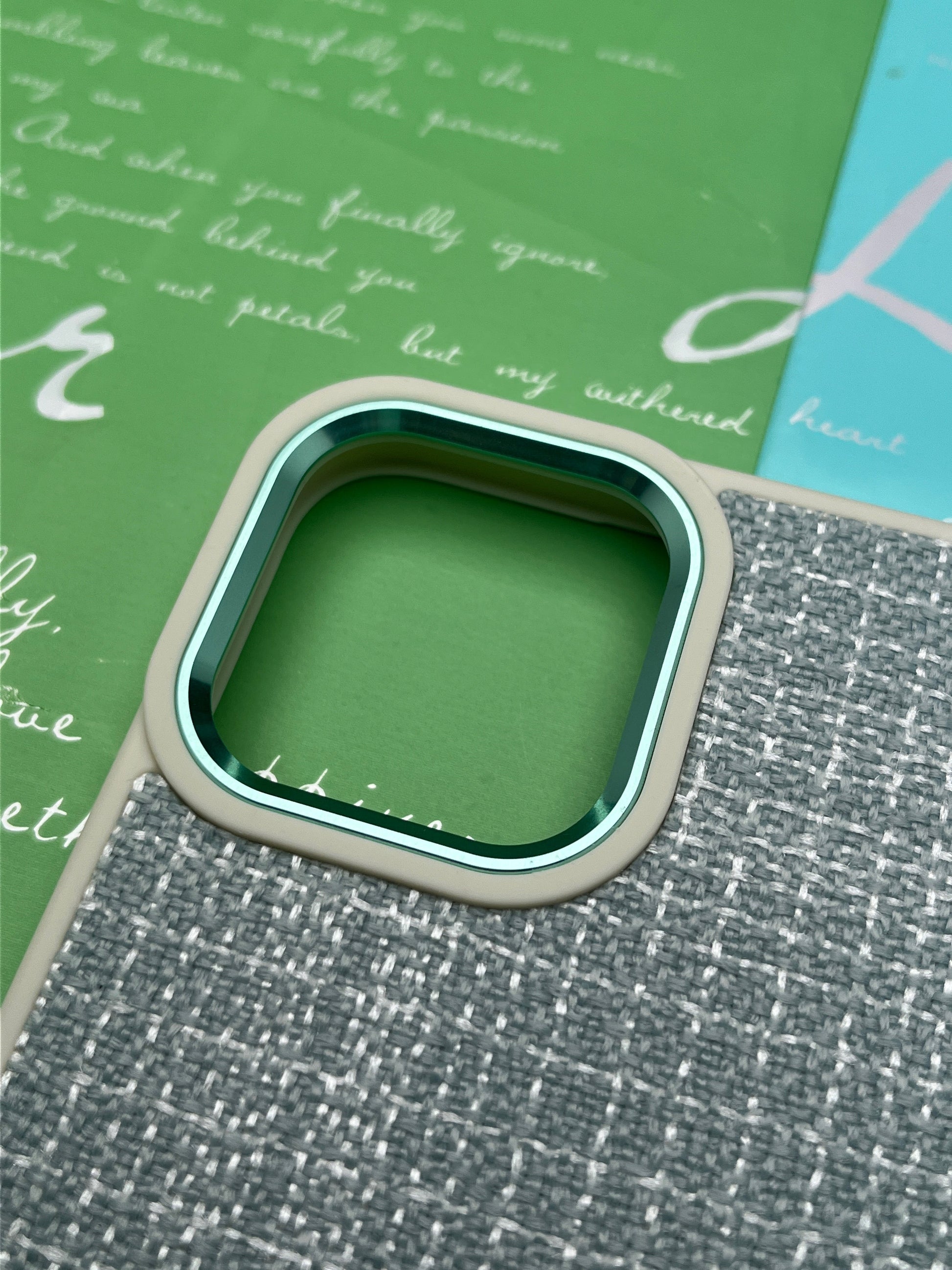 GKS Fabric Hybrid Protective With Metel Camera Ring Back Case For iPhone