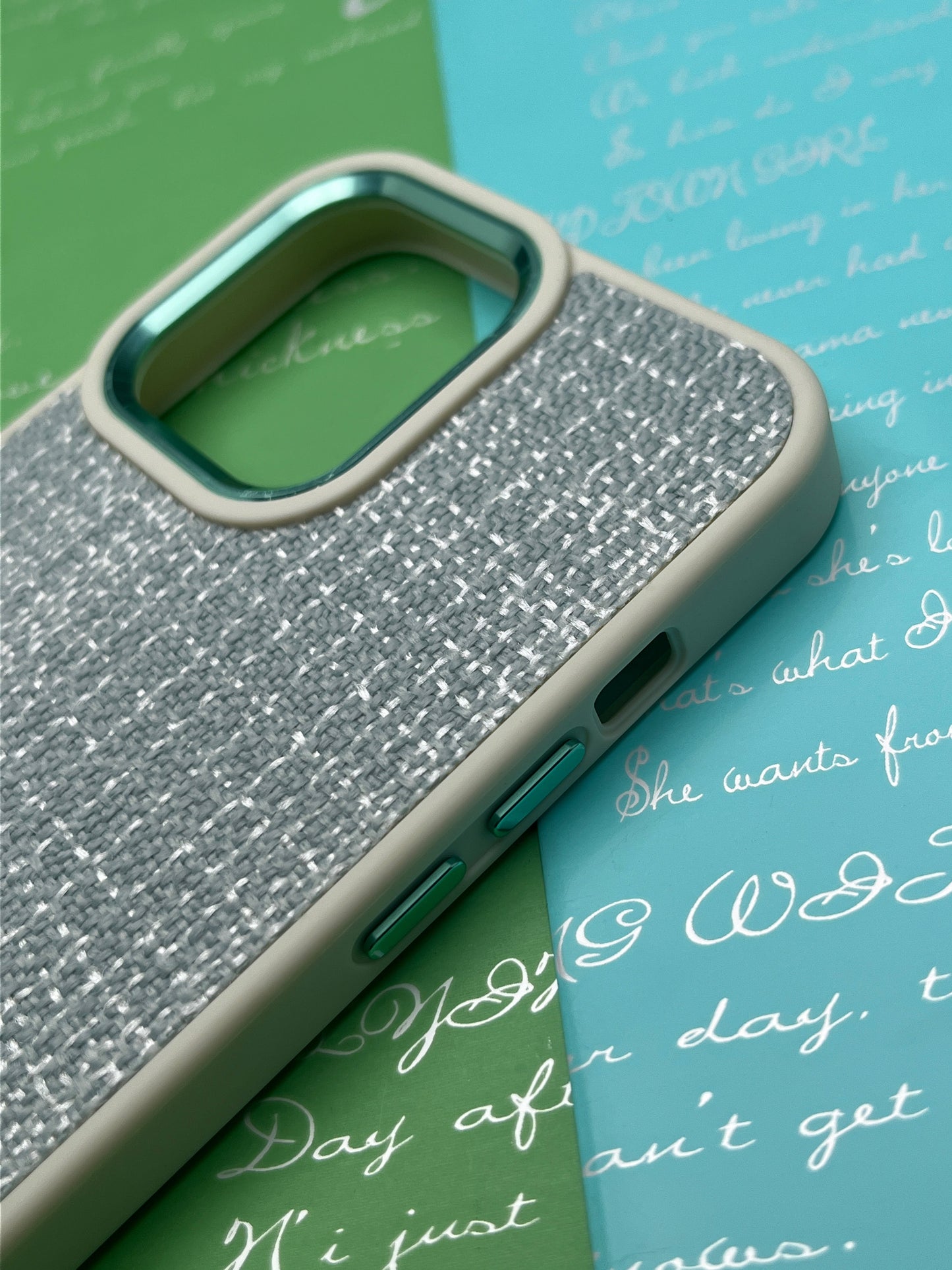 GKS Fabric Hybrid Protective With Metel Camera Ring Back Case For iPhone