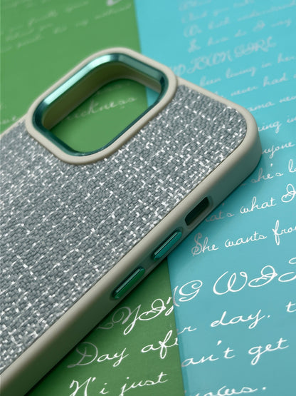 GKS Fabric Hybrid Protective With Metel Camera Ring Back Case For iPhone