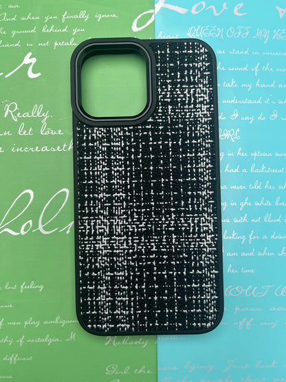 GKS Fabric Hybrid Protective With Metel Camera Ring Back Case For iPhone