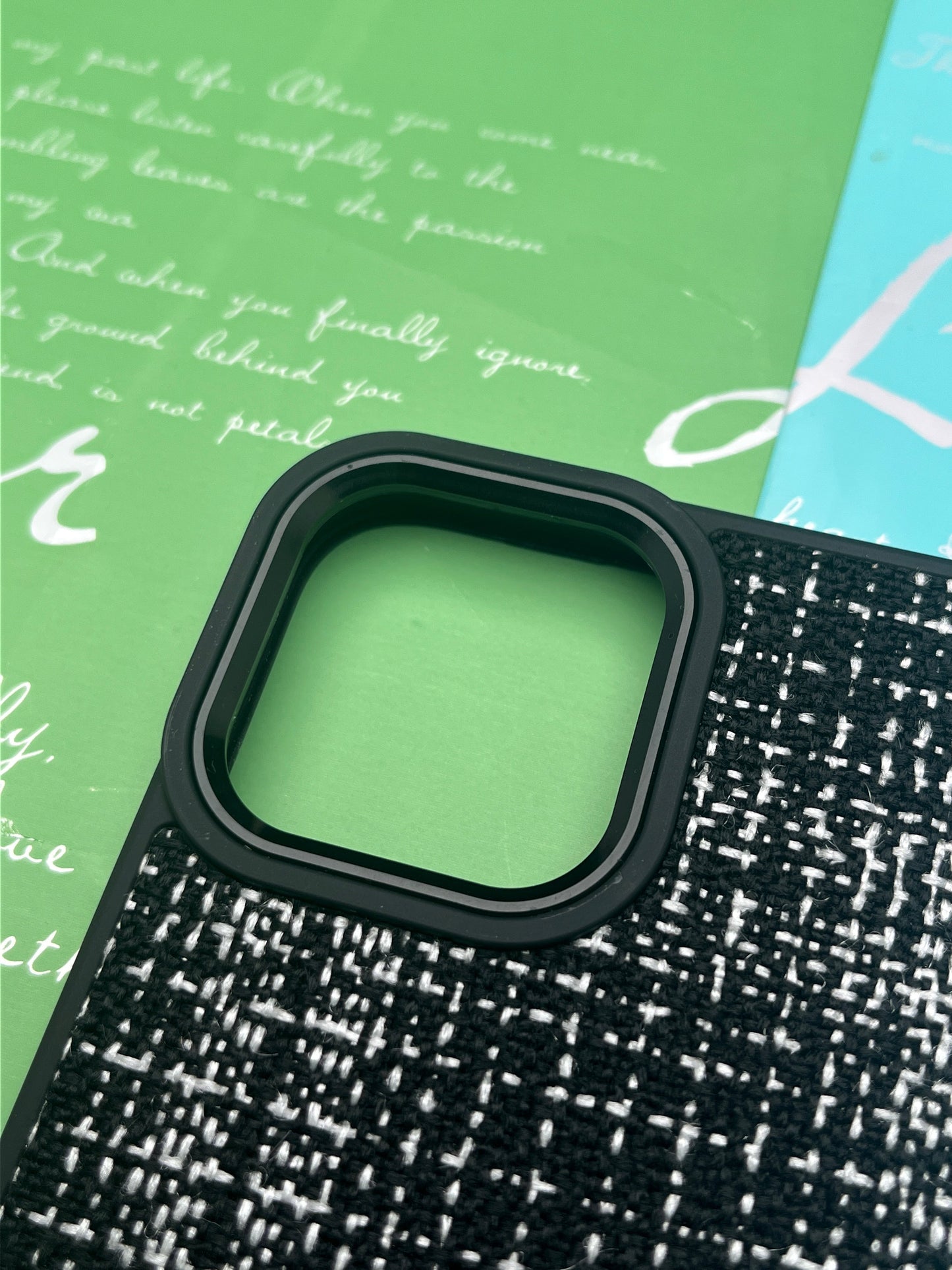 GKS Fabric Hybrid Protective With Metel Camera Ring Back Case For iPhone