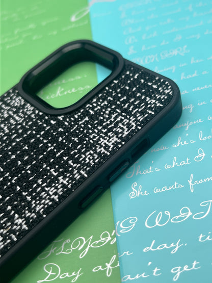 GKS Fabric Hybrid Protective With Metel Camera Ring Back Case For iPhone