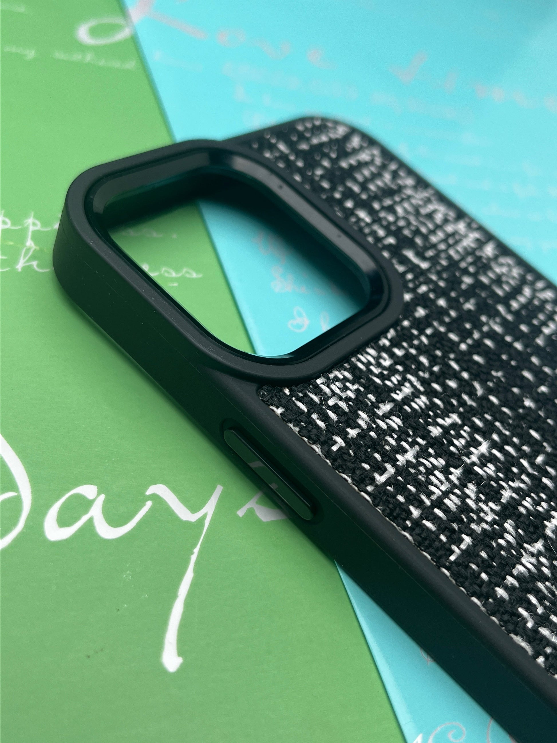 GKS Fabric Hybrid Protective With Metel Camera Ring Back Case For iPhone