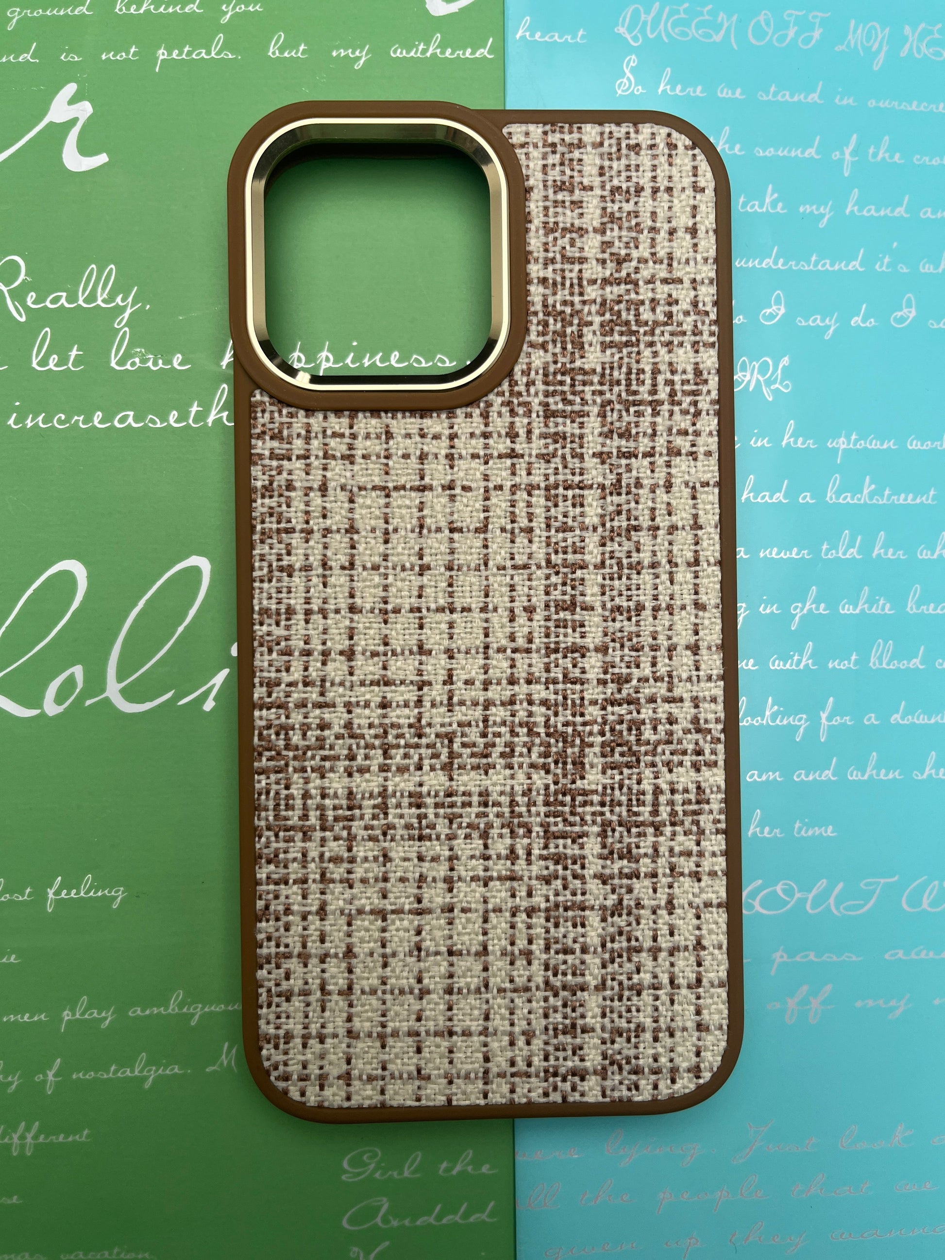 GKS Fabric Hybrid Protective With Metel Camera Ring Back Case For iPhone