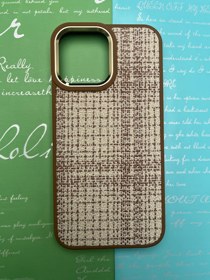 GKS Fabric Hybrid Protective With Metel Camera Ring Back Case For iPhone