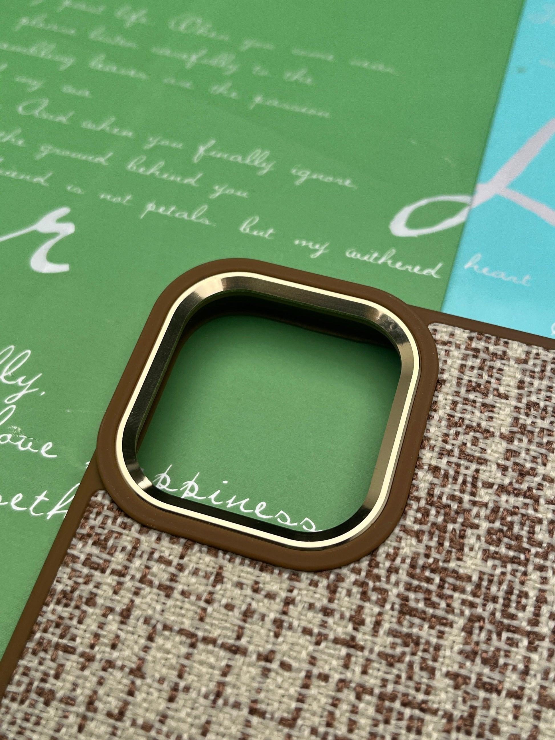 GKS Fabric Hybrid Protective With Metel Camera Ring Back Case For iPhone