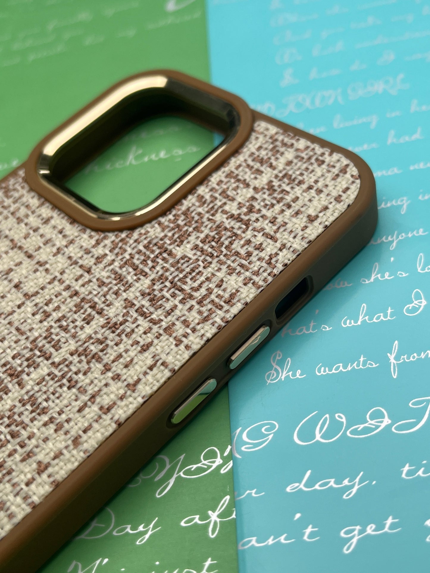 GKS Fabric Hybrid Protective With Metel Camera Ring Back Case For iPhone