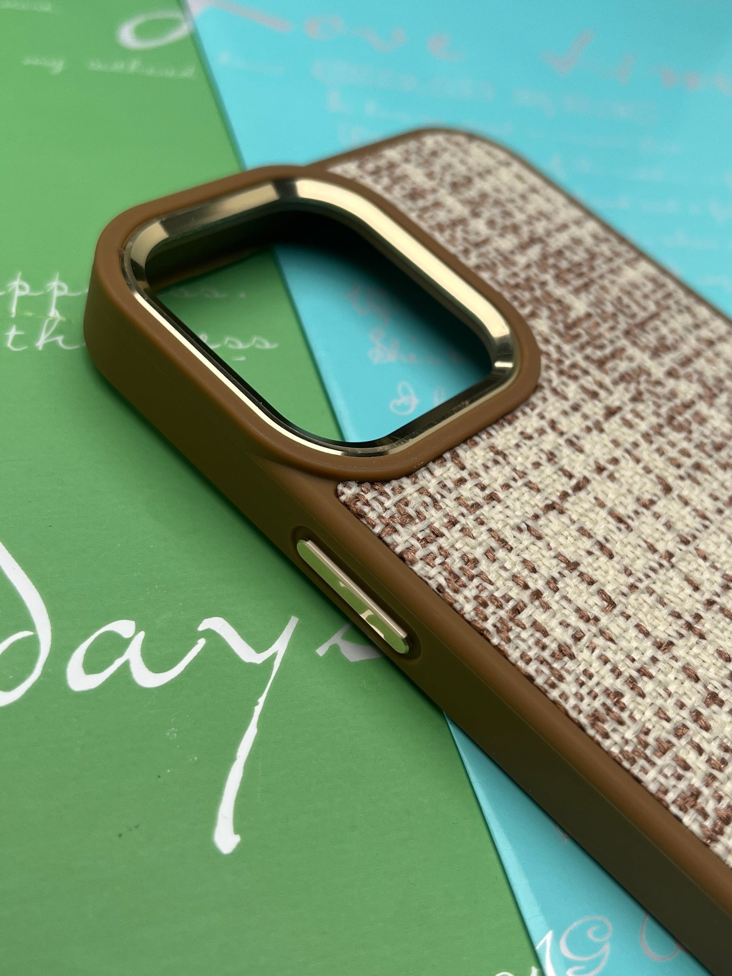 GKS Fabric Hybrid Protective With Metel Camera Ring Back Case For iPhone