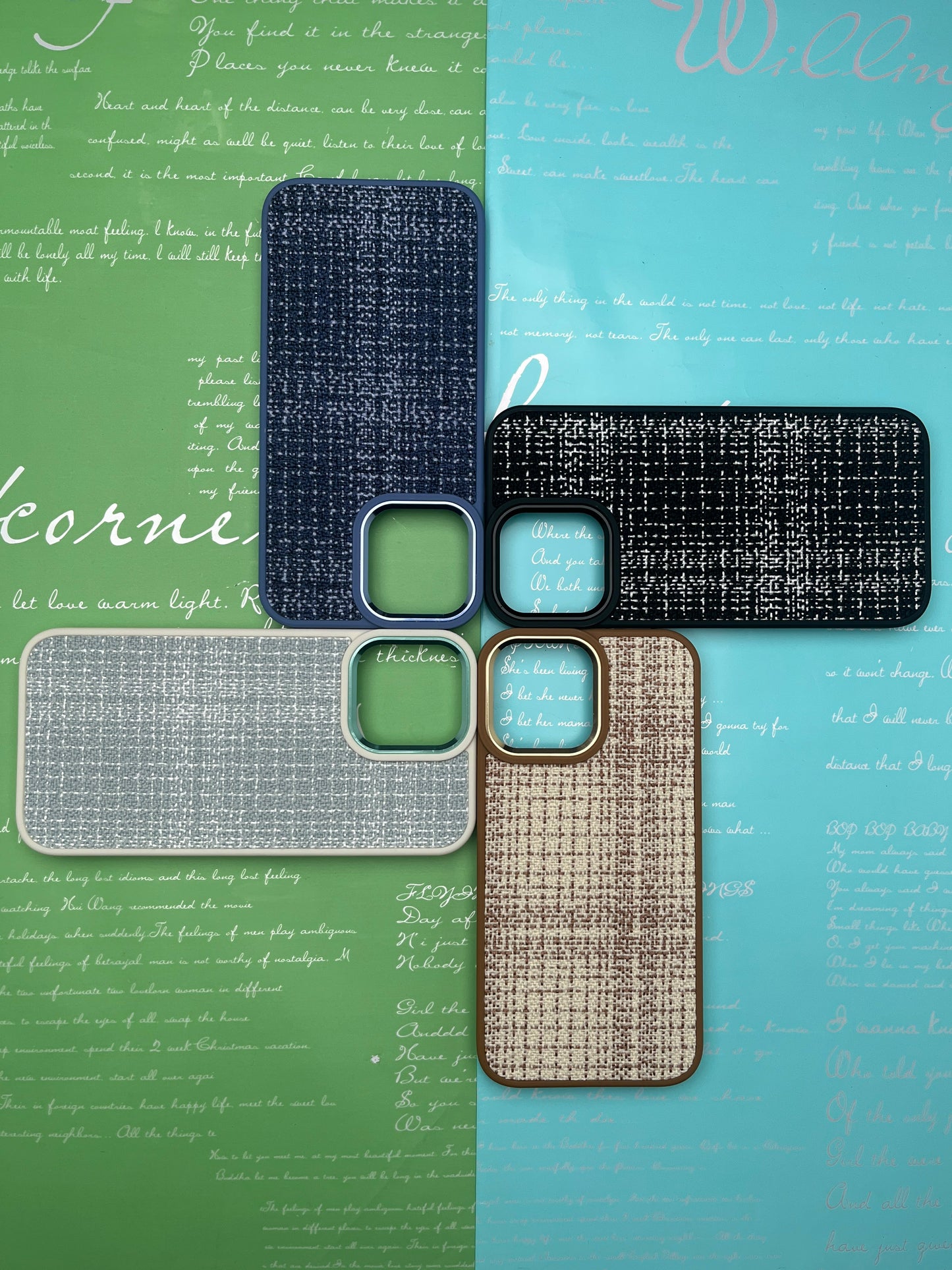 GKS Fabric Hybrid Protective With Metel Camera Ring Back Case For iPhone