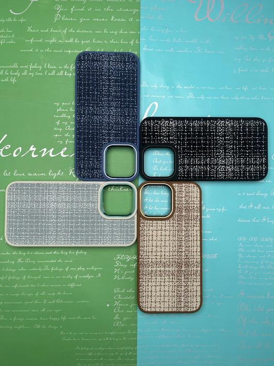 GKS Fabric Hybrid Protective With Metel Camera Ring Back Case For iPhone