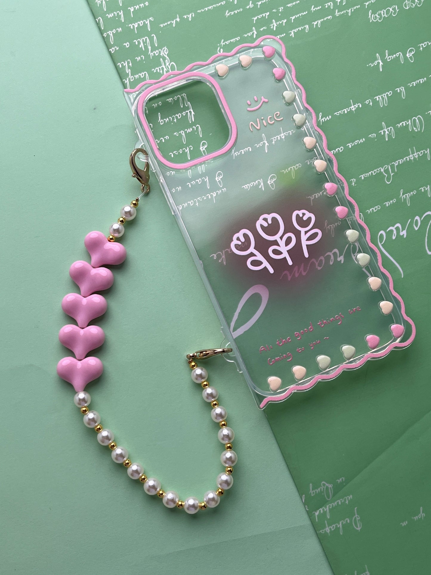 Square Pink Rose Bracelet Transparent With Camera Bumper Case For iPhone