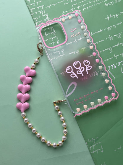 Square Pink Rose Bracelet Transparent With Camera Bumper Case For iPhone