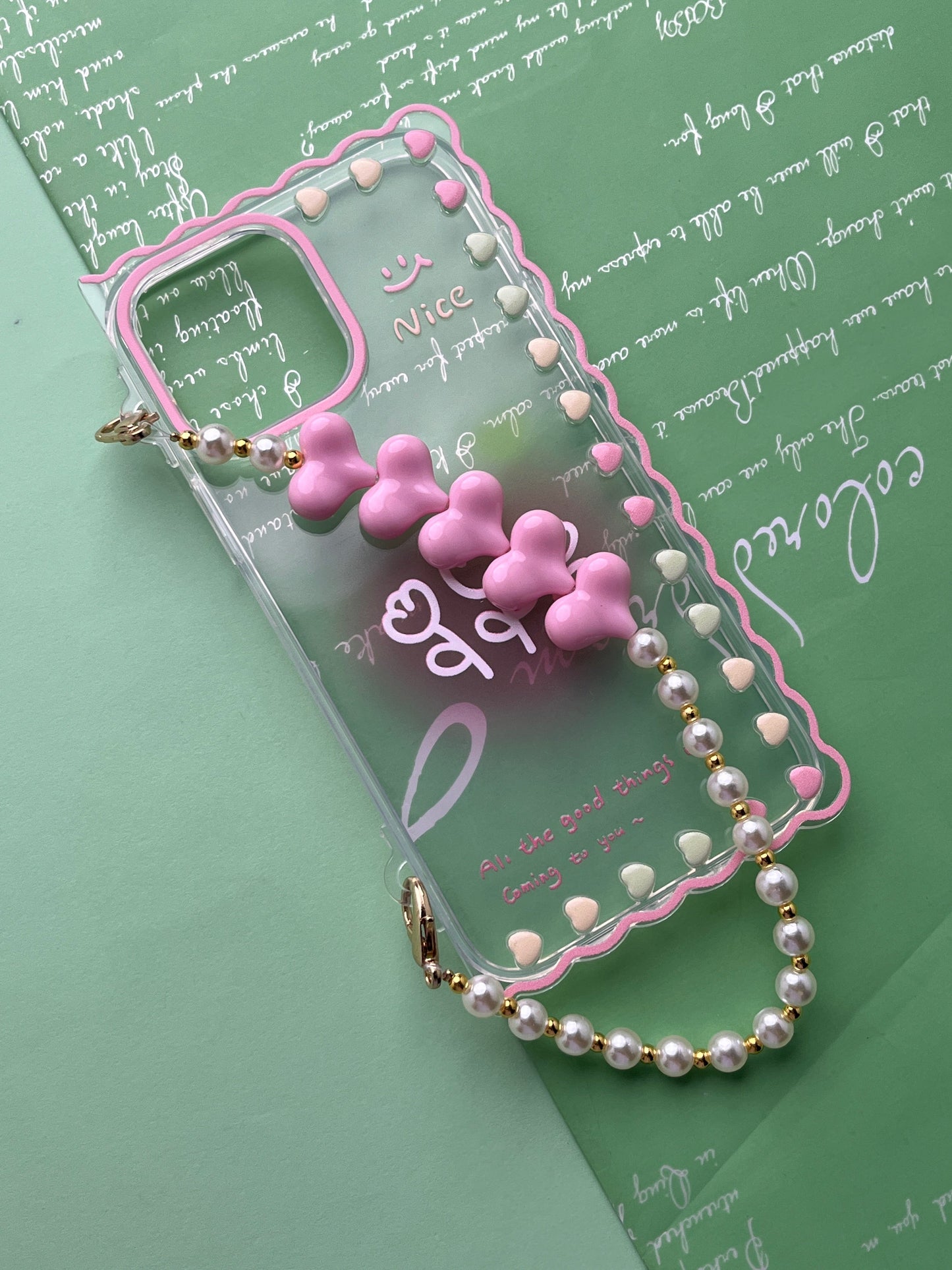 Square Pink Rose Bracelet Transparent With Camera Bumper Case For iPhone