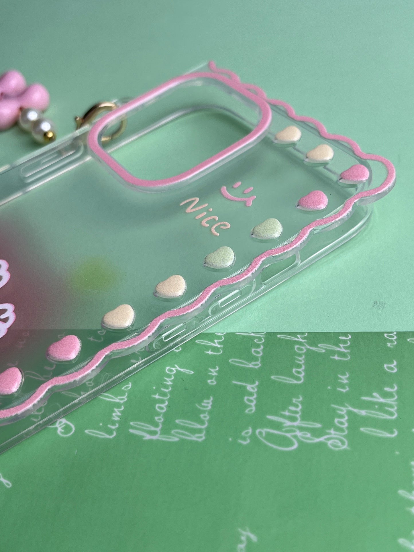 Square Pink Rose Bracelet Transparent With Camera Bumper Case For iPhone