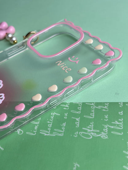 Square Pink Rose Bracelet Transparent With Camera Bumper Case For iPhone