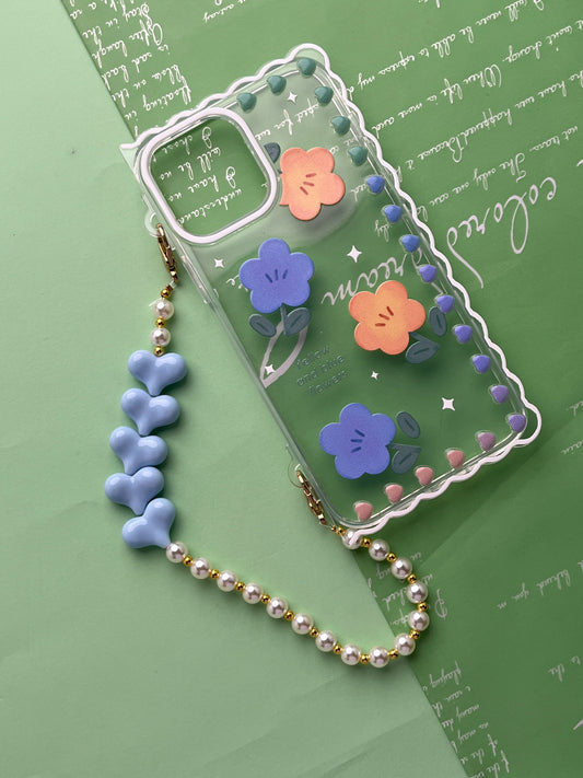 Square Blue Flower Bracelet Transparent With Camera Bumper Case For iPhone