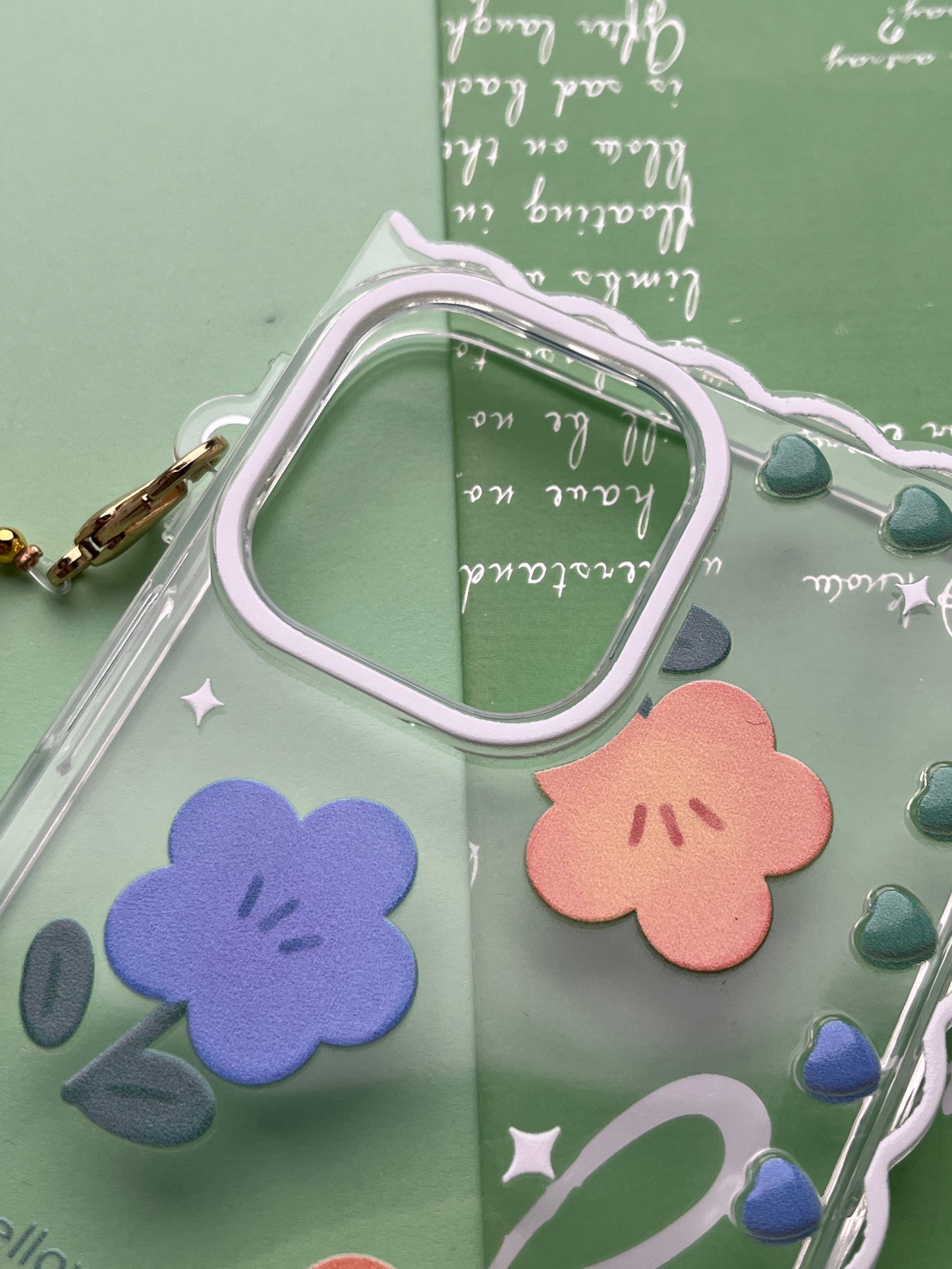 Square Blue Flower Bracelet Transparent With Camera Bumper Case For iPhone