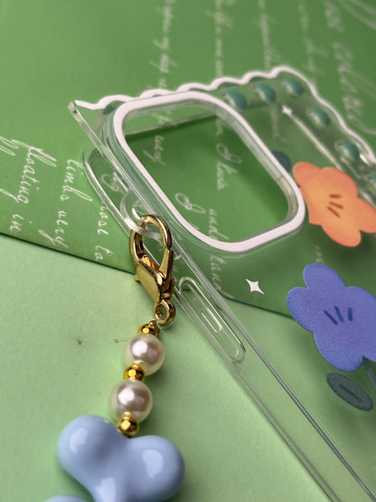 Square Blue Flower Bracelet Transparent With Camera Bumper Case For iPhone