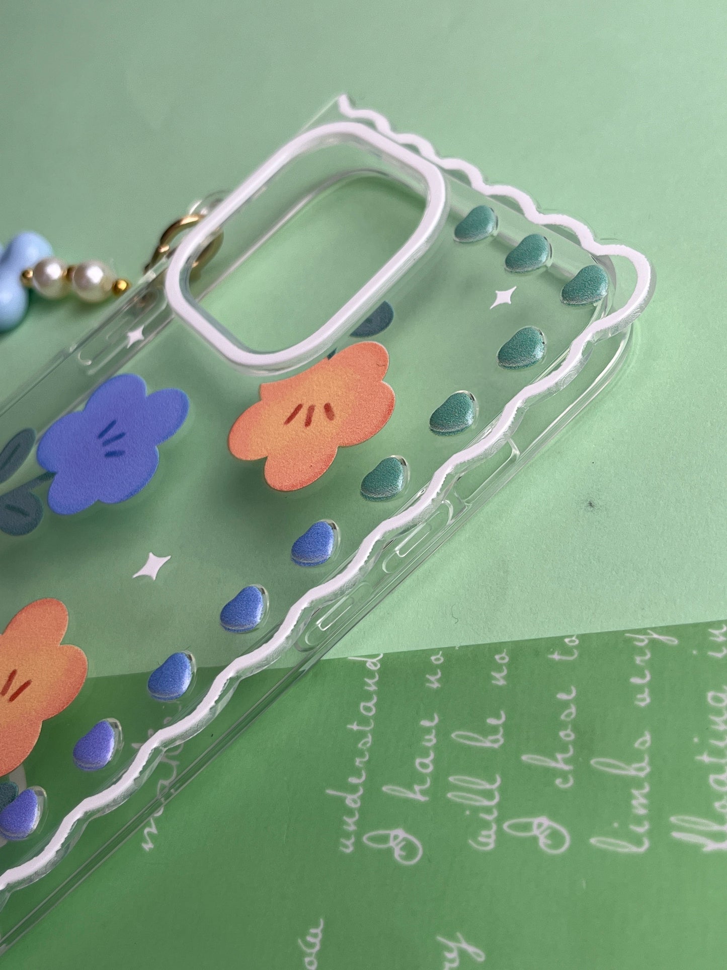 Square Blue Flower Bracelet Transparent With Camera Bumper Case For iPhone