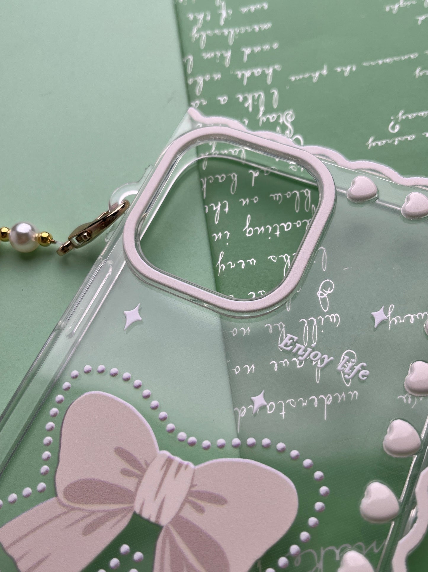 Square Bow Bracelet Transparent With Camera Bumper Case For iPhone