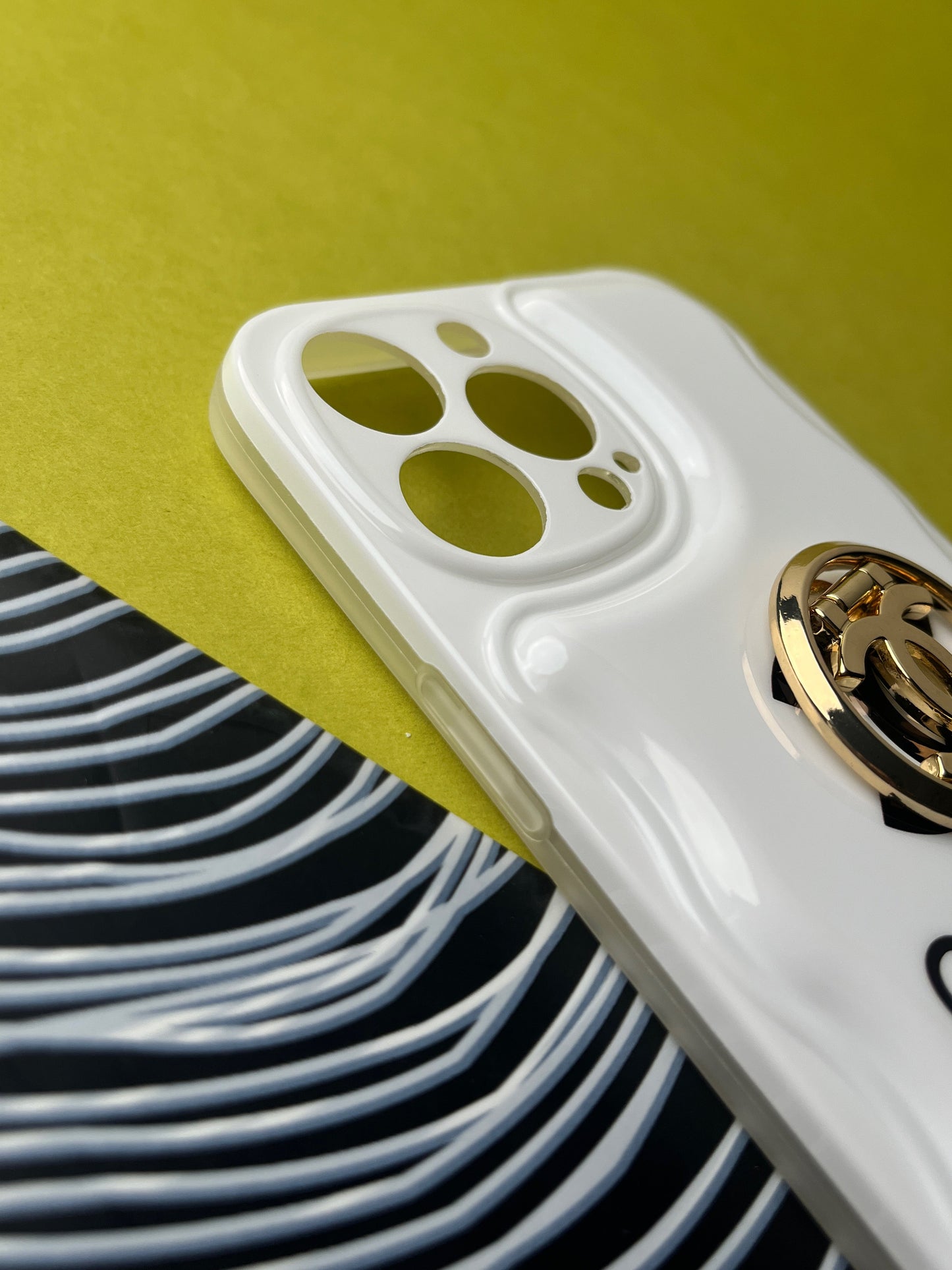 CHANEL White Luxury Brand Camera Protection With Hook Case For iPhone