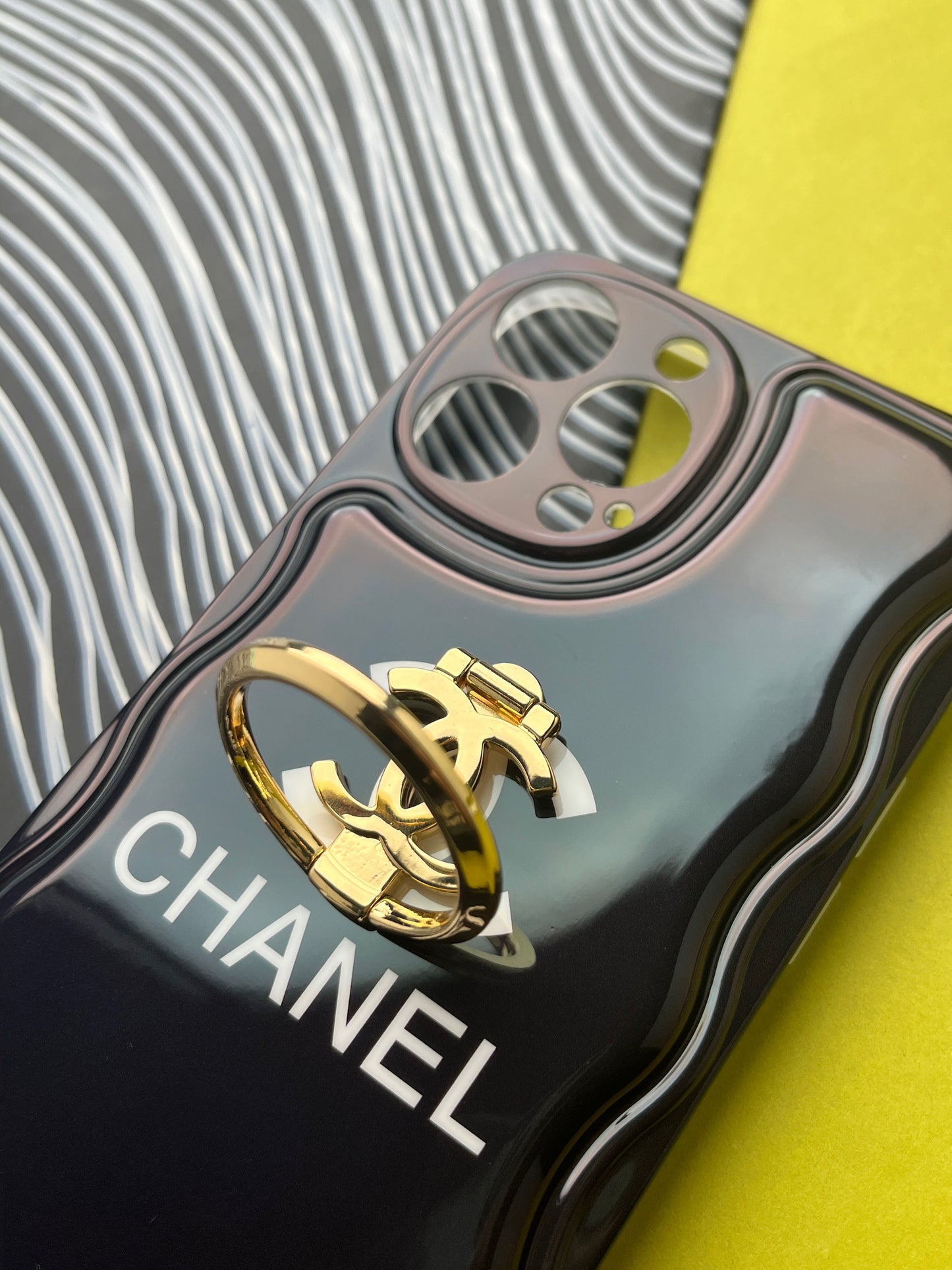 CHANEL Black Luxury Brand Camera Protection With Hook Case For iPhone