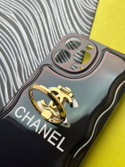 CHANEL Black Luxury Brand Camera Protection With Hook Case For iPhone