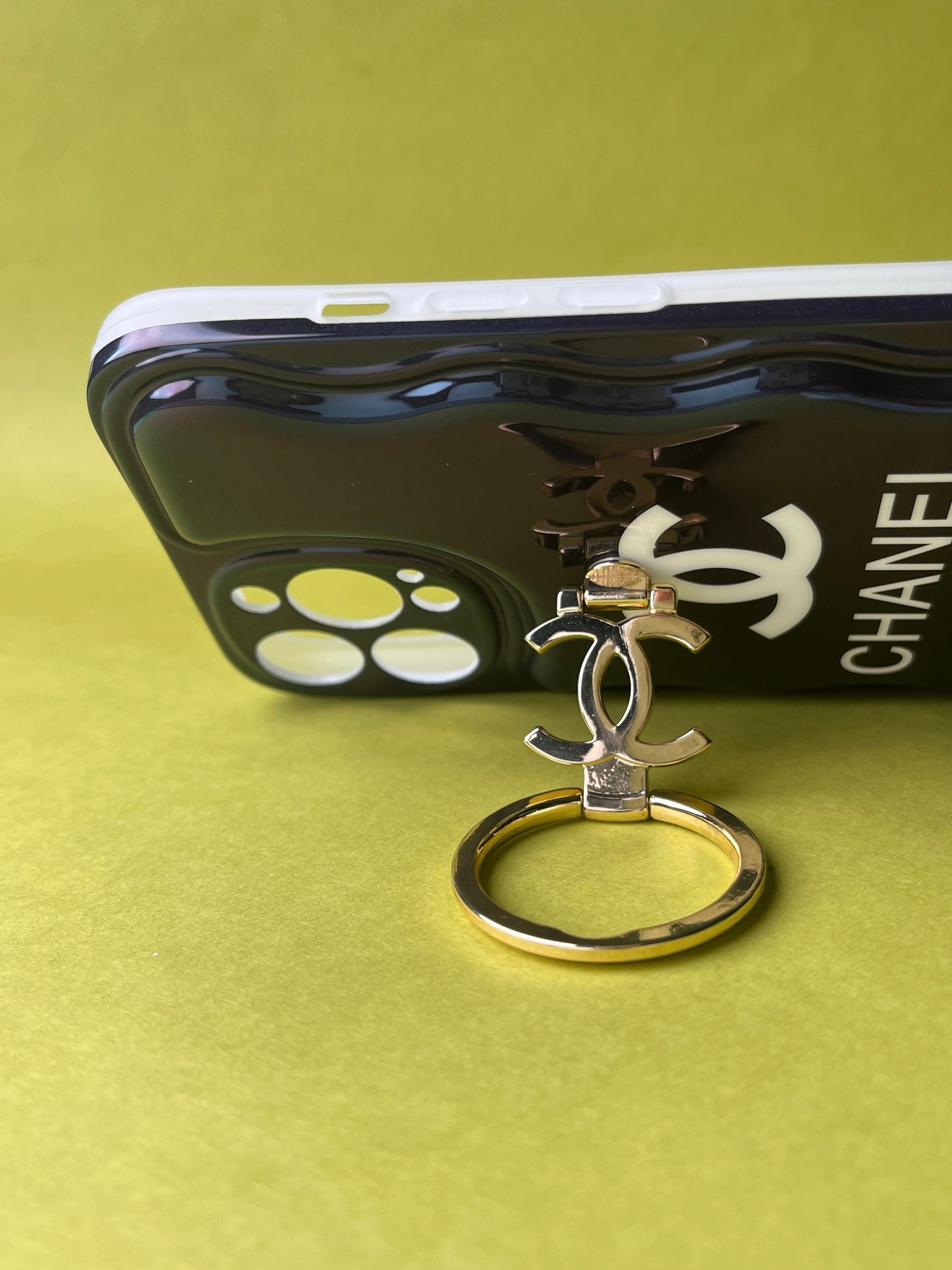 CHANEL Black Luxury Brand Camera Protection With Hook Case For iPhone