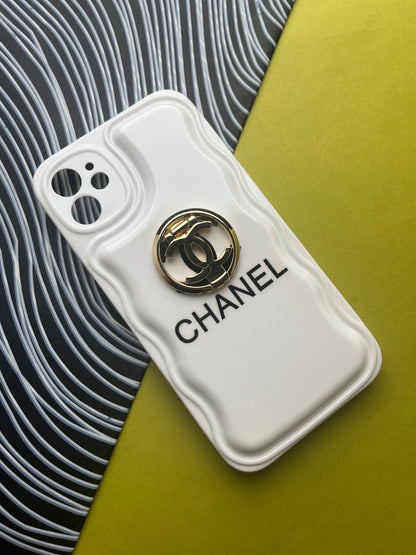 CHANEL White Luxury Brand Camera Protection With Hook Case For iPhone