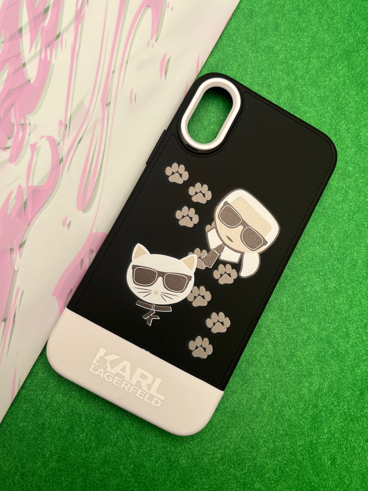 Karl Lagerfeld Cat Print Matte Soft Silicone Case For iPhone