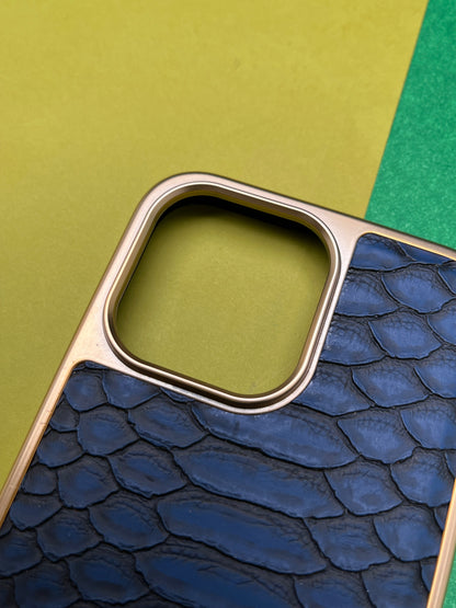 HDD Blue Crocodile Genuine Leather Case For iPhone