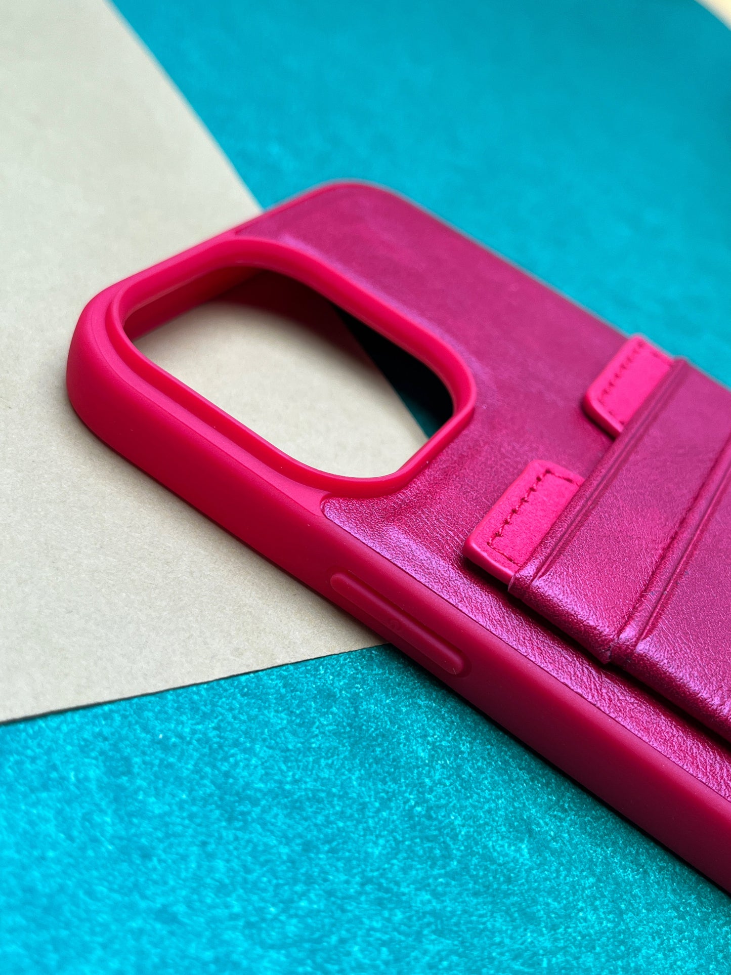 HDD Red Luxury Leather With Double Card Holder Case For iPhone