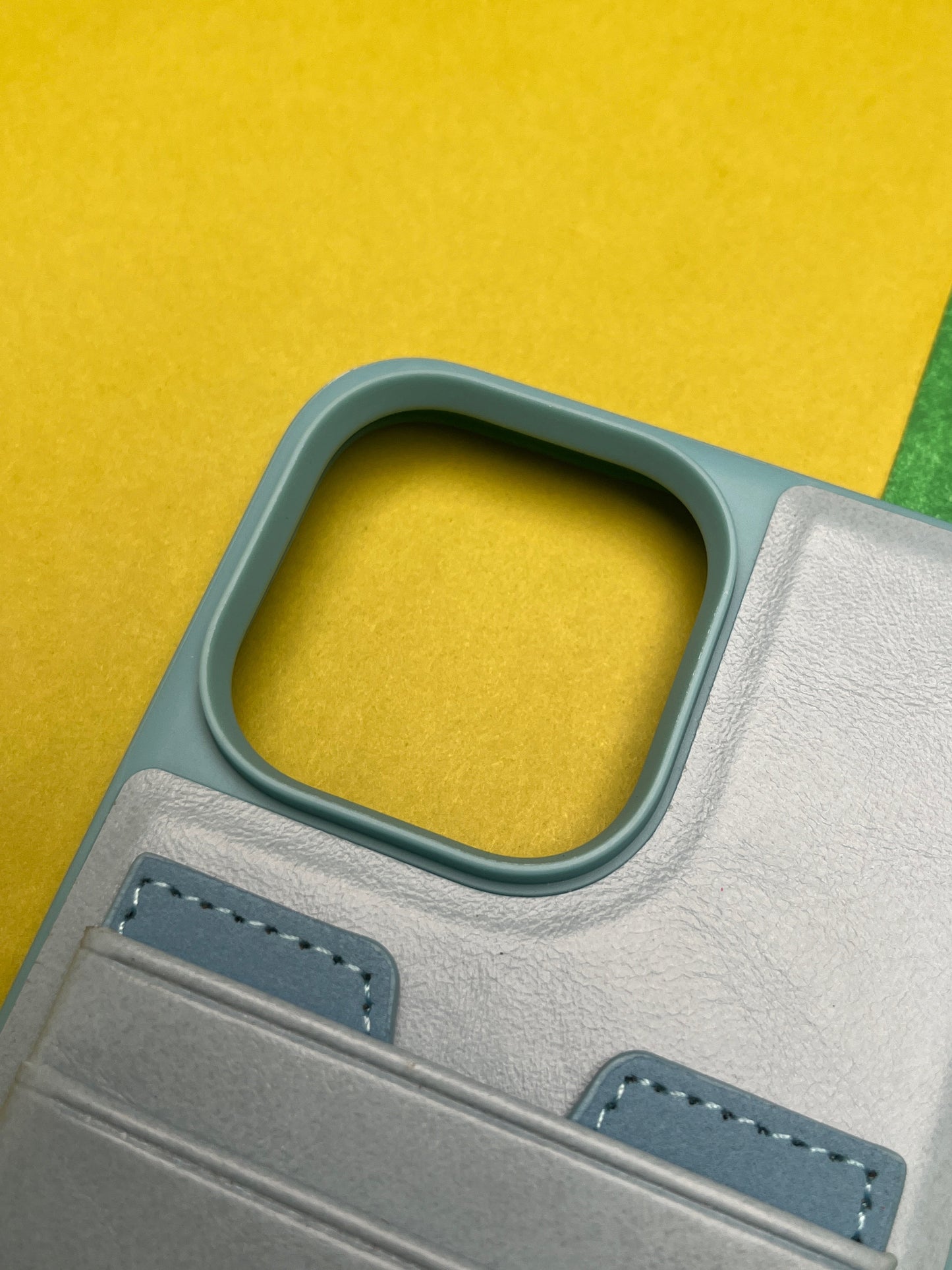 HDD Sky Blue Luxury Leather With Double Card Holder Case For iPhone