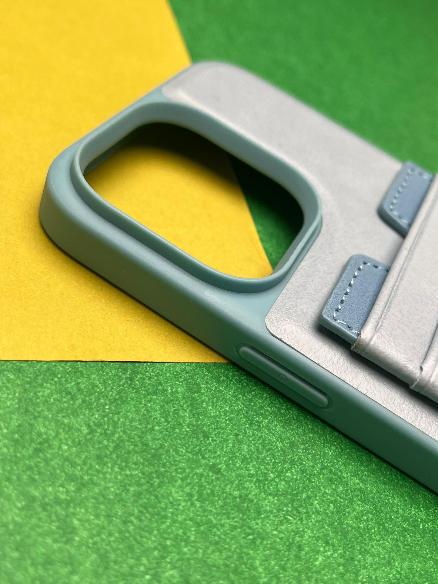 HDD Sky Blue Luxury Leather With Double Card Holder Case For iPhone