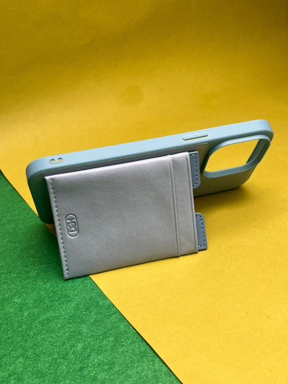 HDD Sky Blue Luxury Leather With Double Card Holder Case For iPhone