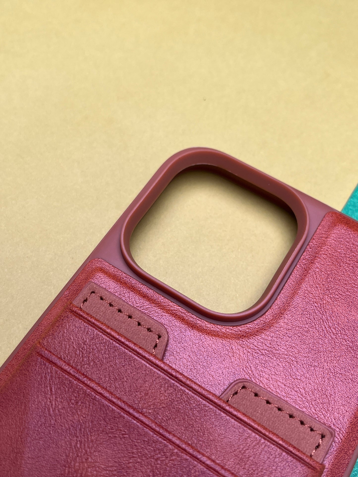 HDD Brown Luxury Leather With Double Card Holder Case For iPhone