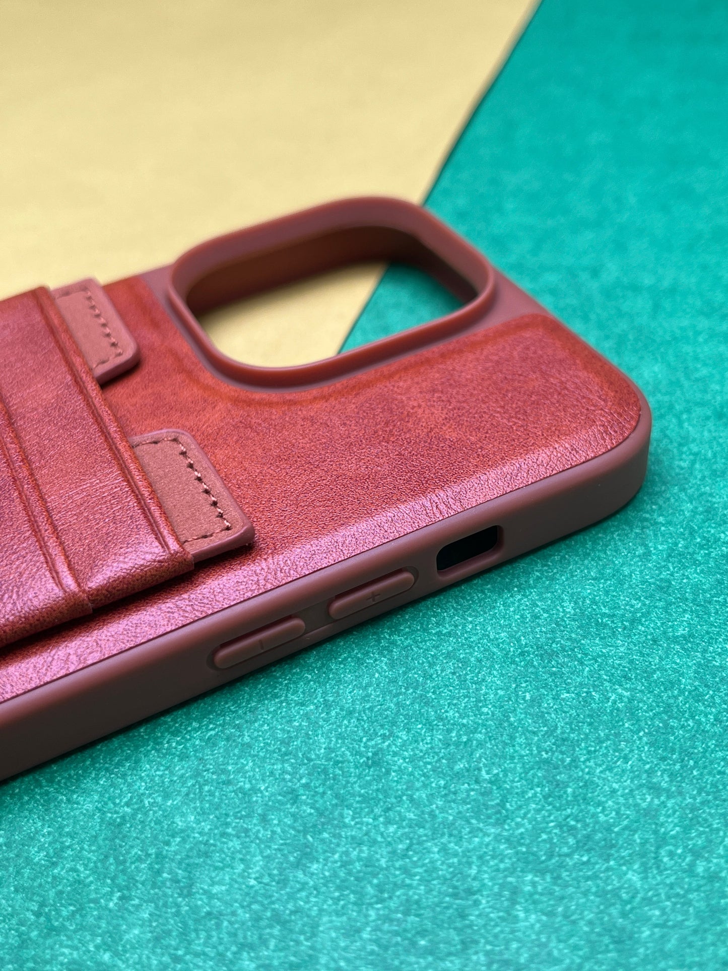 HDD Brown Luxury Leather With Double Card Holder Case For iPhone