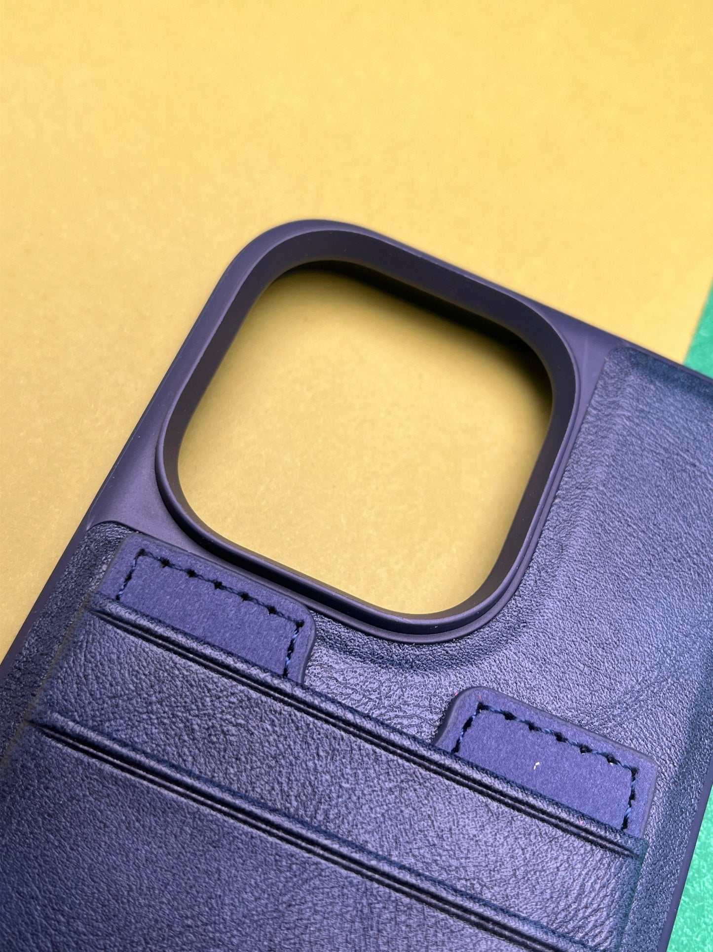 HDD Blue Luxury Leather With Double Card Holder Case For iPhone