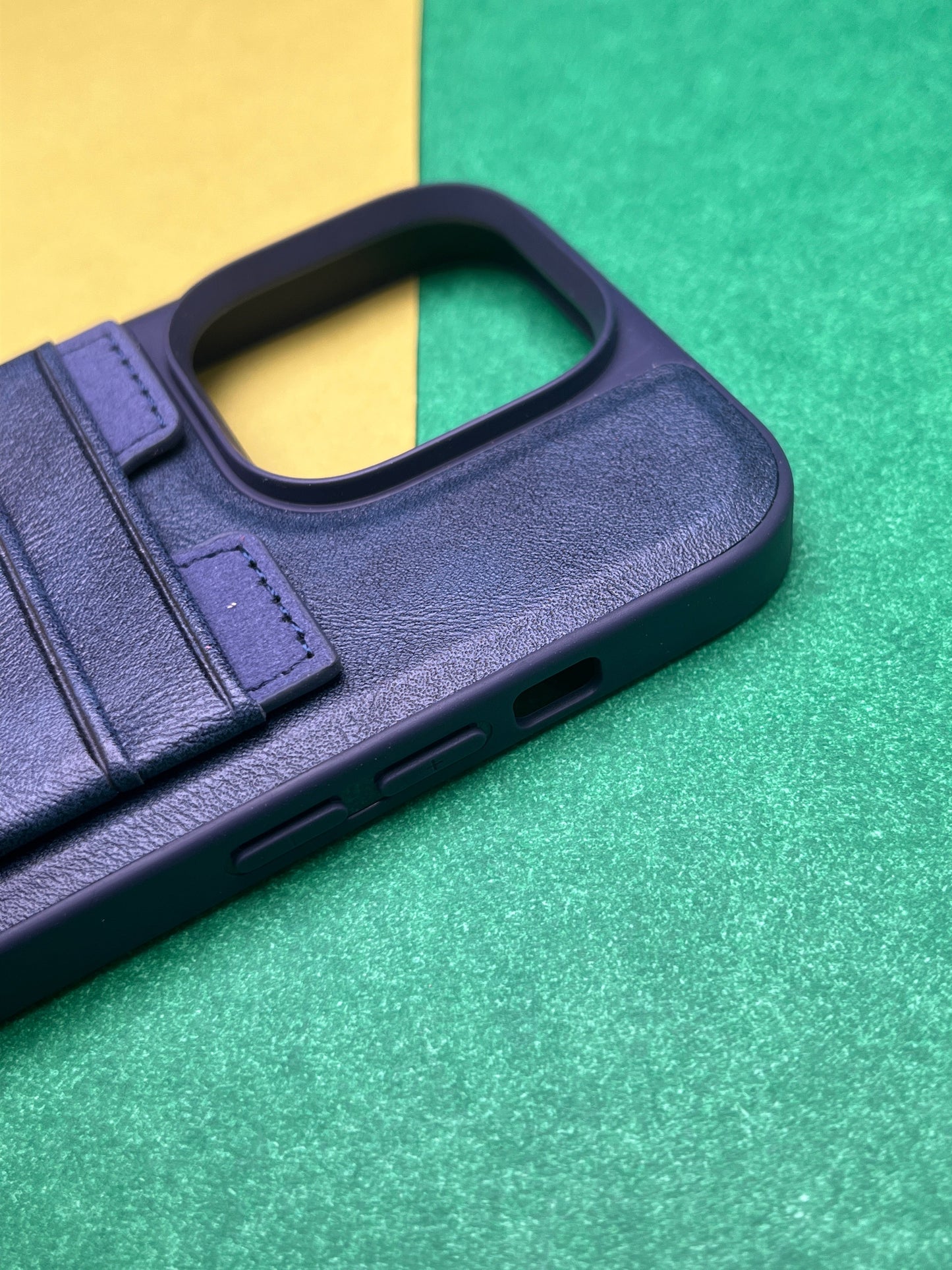 HDD Blue Luxury Leather With Double Card Holder Case For iPhone