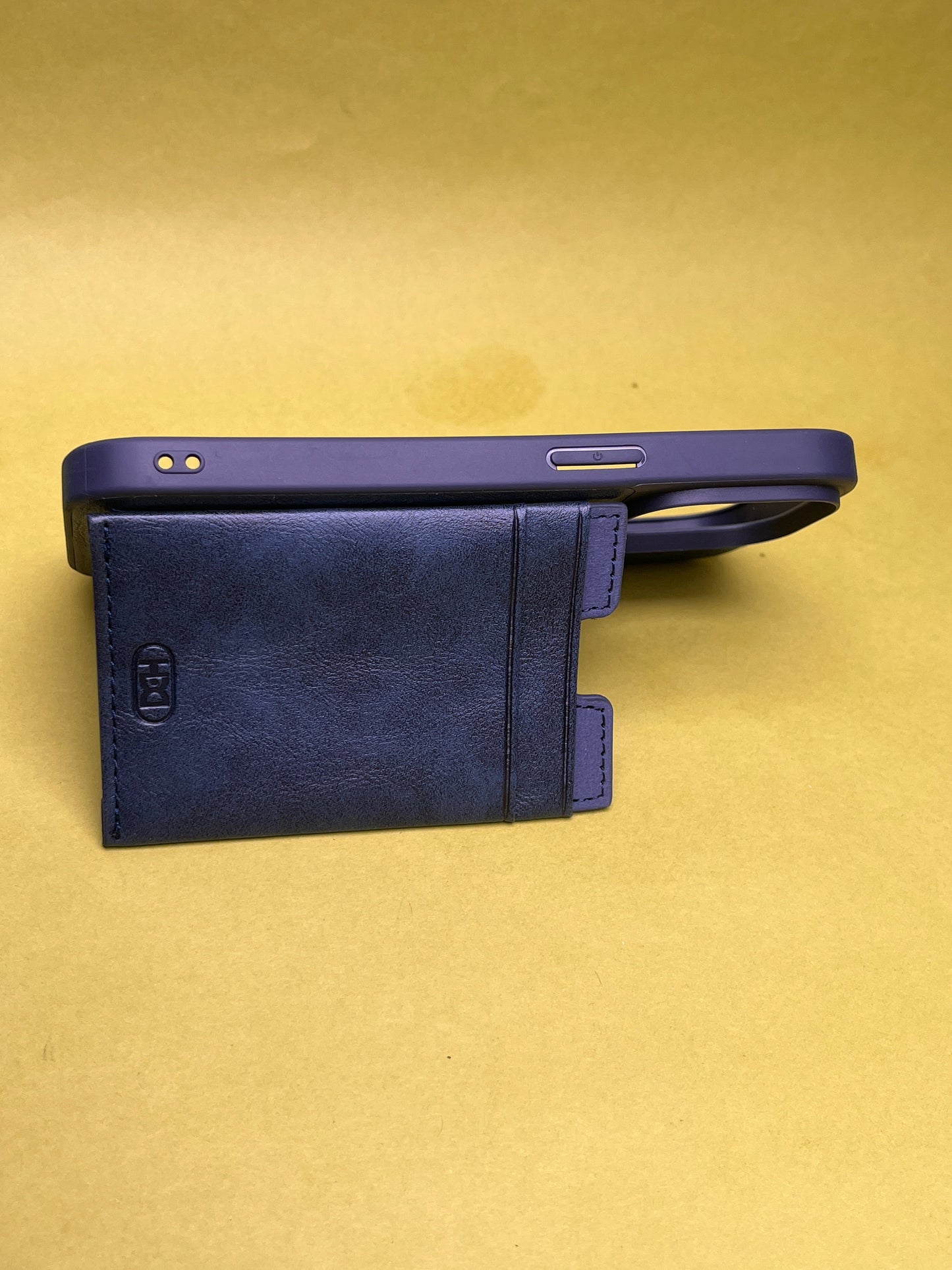 HDD Blue Luxury Leather With Double Card Holder Case For iPhone