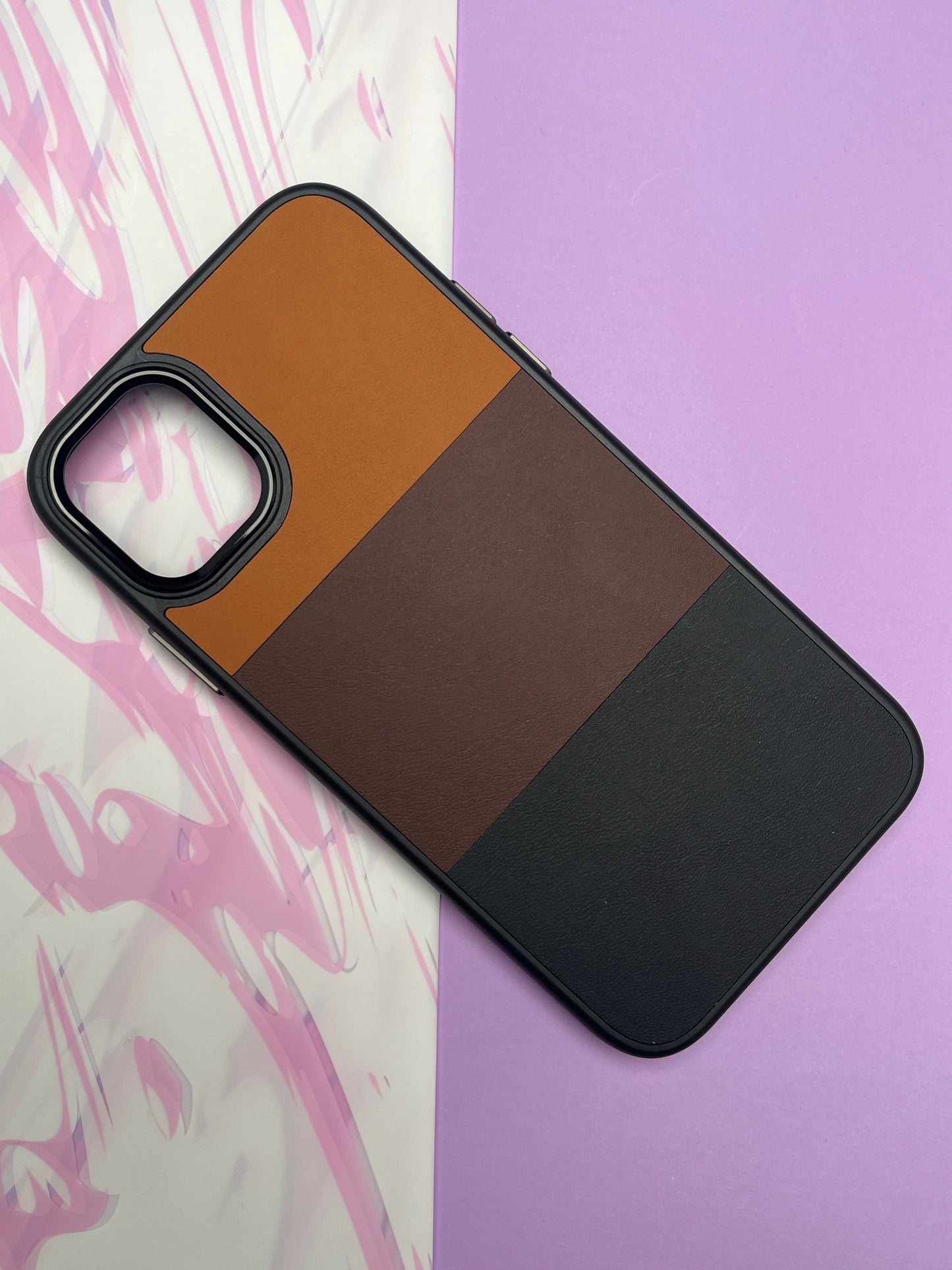 Fantastic Brown Black Ring Tri Color Leather Case For iPhone