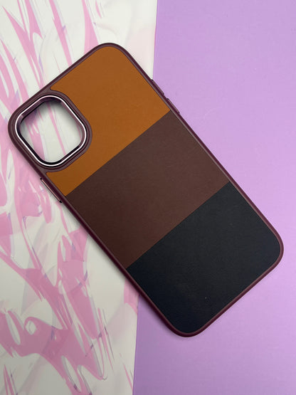 Fantastic Brown Tri Color Leather Case For iPhone
